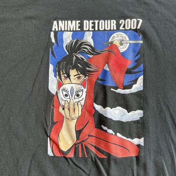 Anime Detour 2007 T-Shirt XL Black Jerzees Mask Art Graphic Convention Tee - Picture 3 of 5